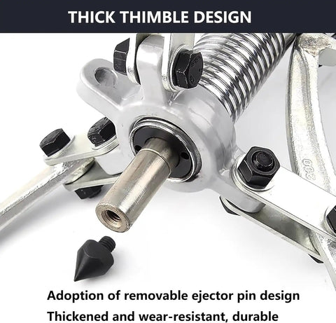 Close-up of Heavy Duty Hydraulic Gear Puller Kit 2-Jaw And 3-Jaw Set For Auto Hub And Bearing Removal, thick thimble design.