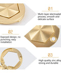 Hexagon Pocket Door And Drawer Handles Set Of 4 Flush Ring Pulls In Zinc Alloy Gold Finish details showing surface quality and design