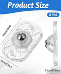 Front and side view of 8 Pcs Tiny Self Adhesive Caster Wheels Set With 360 Degree Swivel For Tight Spaces No Drill Needed Heavy Duty ABS And Stainless Steel Construction Easy Glide For Trash Cans Bins Storage Boxes Furniture And Kitchen Appliances
