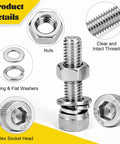 Top Shelf M4 Hex Socket Screw Assortment Kit With 490 Metric Sizes From Six To Thirty Millimeters showing stainless steel nuts and washers.