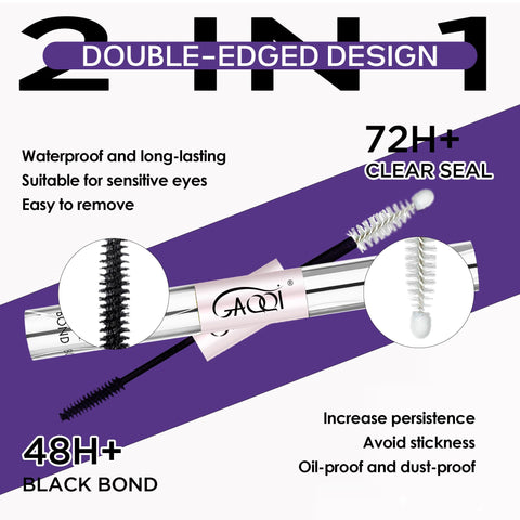 Lash Bond And Seal Waterproof Adhesive For Cluster Lashes Double Ended Eyelash Glue Black Long Lasting 72 Hour Hold Latex Free