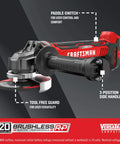 V20 Cordless 4-1/2 Inch Angle Grinder Bare Tool With Brushless Motor Up To 65 Percent More Power, Paddle Switch, and Tool-Free Guard