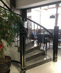 Image of Game Changing Black And Gold Aluminum Stair Balusters Featuring 270 Degree Adjustable Brackets for indoor railing projects.