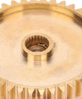 Close-up of Brass Pinion Spur Gear 40 Tooth For Servo 25 Tooth Spline 0.8 Mod Industrial Robot Part 4305 0025 0040