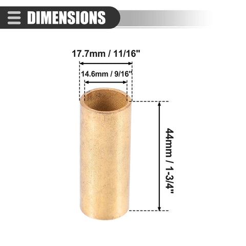 Universal Leaf Spring Bushing Kit For Cars Motorcycles And Boats Rock Solid Bronze Tone Wear Resistant Bushings Nine Sixteenths By Eleven Sixteenths By One And Three Quarters Inches Direct Replacement Easy Install Four Piece Set dimensions 11/16 x 9/16 x 1-3/4 in brass bushing