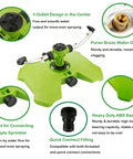 Heavy Duty Two Arm Sprinkler With Brass Nozzle For Big Yards And Gardens 360 Degree Automatic Rotary Lawn Irrigation System, with base and connectors highlighted