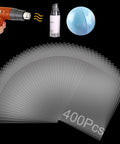 Clear PVC Shrink Wrap Bags 4x6 Inches With Heat Seal 400 Pcs Pack, shown with heat gun and bath bomb in background.