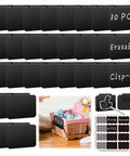 Ultimate 81 Piece Basket Label Kit with clip-on labels, erasable pantry labels, removable PVC stickers, chalk markers, basket labeled 'Toy'