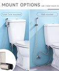 Two mount options for Handheld Bidet Sprayer With Built In Filter And Adjustable Water Pressure Stainless Steel Jet Spray