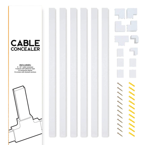 Under Desk Cable Management Kit With 150in Total Coverage, 6 Pack Raceway For Wires, adhesive and screws included