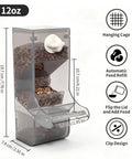 Tough As Nails No Mess Bird Cage Feeder Crack Resistant Seed Catcher in translucent gray, 12oz size, automated feed refill design.