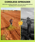 Comparison of cordless Handheld Lawn Spreader For Seed And Fertilizer with traditional method, showing ease of use on a field.