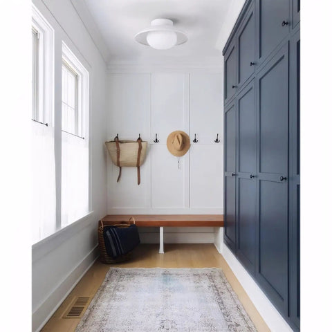 Soft Black 13 Inch UFO Style Semi Flush Mount Ceiling Light Fixture For Bedroom Entryway Kitchen And Living Room With Frosted Glass Shade And Sleek Metal For A Dope Modern Farmhouse Glow Easy Install in a cozy entryway.