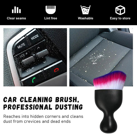 Two Piece Car Detailing Brush Set With Curved Soft Bristles For Dust Removal From Dashboards And Air Vents Universal Fit