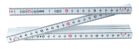 MaxiFlex Folding Ruler, Metric Outside Reading, 2 Meter Length, 15mm Wide, shown folded with visible measurement markings.