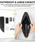 Top Tube Bike Bag For Cycling Dope 1L Frame Storage Waterproof showing items like phone and glasses inside