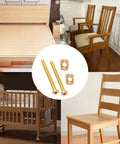Ten Pack M6 X 60mm Barrel Nut And Bolt Set For Furniture Gold Galvanized displayed with bed and chair examples