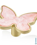 Six Pack Pink Butterfly Dresser Knobs For Bedroom Updates Sturdy Zinc Alloy Drawer Pulls, 2 inch, pearlescent pink feature.