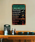 Industrial Metal Sign Poster 12x8 Inch Dope Vintage Wall Decor For Engineers With Funny Engineering Definitions in dining area