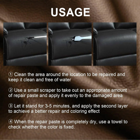 Leather And Vinyl Repair Kit For Cars And Home Furniture Fix Scratches Tears And Holes On Leather Seats Sofas Usage Instructions