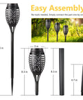 Six Pack Solar Torch Lights With Realistic Flickering Flame Dope Waterproof Outdoor Landscape Pathway Lights dimensions guide