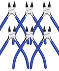 Six Piece Wire Cutters Set With Six Inch Precision Flush Cutters Plus Side Cutters displayed on a white background.