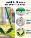 Two Pack Outdoor Swing Seats With 66 Inch Rust Resistant Heavy Duty Chains For Backyard Playground Replacement Anti Slip EVA Seats Supports Up To 330 Lb For Kids And Adults Green installation steps