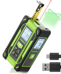 4 In 1 Digital Laser Tape Measure With Dual HD Display, 200 Ft Rechargeable Laser Distance Meter, 33 Ft Green Cross Line Laser, 10 Ft Tape, Handy For Quick Area, Volume, Pythagorean, And Leveling On Indoor Projects, USB charging