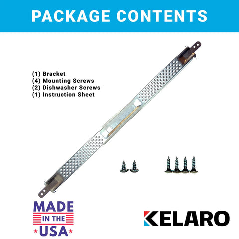 Heavy Duty Dishwasher Mounting Bracket Kit For Granite And Quartz Countertops Hardcore Clamps includes bracket, screws, and instructions.