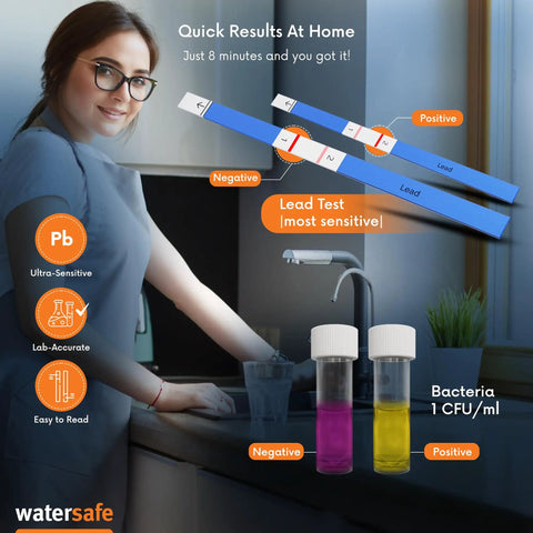 At Home Water Test Kit For Drinking Well And Tap Water With Lead Bacteria Hardness PH Nitrates And More, Easy To Follow Instructions And Lab Accurate Results In One Complete Kit