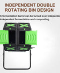 Dual Chamber Tumbler Compost Bin With 140L Capacity Outdoor Garden No Sweat Spin Rotation Sturdy Steel Frame front view