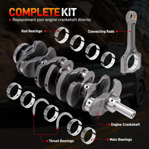 Super Reliable 2.4L Engine Crankshaft Connecting Rods And Bearings Kit Fits Perfect On Hyundai with labeled components