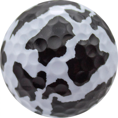 Close-up of a cow print golf ball from Cow Print Golf Balls 360 Degree Full Wrap Color Set For Gifts Tournaments And Keepsakes 12 Pack Novelty Balls Perfect For Leagues Events And Collector Displays