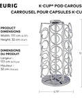 36 Pod Coffee Pod Storage Carousel With 360 Degree Rotation Space Saving Chrome Finish Organizer dimensions 12.6 x 6.73 inches
