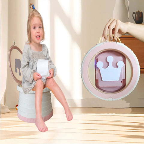 Foldable Toddler Potty Seat With Built In Cleanup Bag Holder For Campouts And Car Rides Pink Training Commode That Packs Away Fast And Saves Your Sanity On Family Road Trips