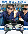 Swappable Dual Lens Welding Glasses ANSI Z87.1 Certified Safety Eyewear for clear and shaded protection while welding.