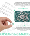 Massive 400 Piece Washer Set Kit With Split Lock Washers, External And Internal Star Washers, And Flat Washers In Sturdy 304 Stainless Steel, Imperial Sizes Six, Eight, Ten And One Quarter, Five Sixteenths, Three Eighths Inch, assorted washers