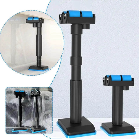 Two Piece Adjustable Support Poles For Bathroom Cabinet Installation And Door Lifting Labor Saving Woodworking Tools in black and blue