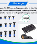 Must Have Multi Size Red Dot Screw Kit 60 Piece Set With M3, M3.5, M4, 4-40 And 6-32 Screws, shown with installation view