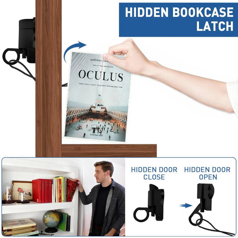 Heavy Duty Black Pivot Hinge For Hidden Secret Doors And Custom Shelves Featuring Rust Proof Stainless Steel Build With Ultra Smooth Glide Action And Built Tough Design Supporting Five Hundred Seventy Pounds
