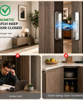 Ultra Thin Magnetic Cabinet Catch 4 Pack Silver in action on cabinet doors, showcasing powerful door latch preventing accidental openings