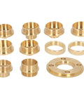 Killer Precision 11 Piece Brass Router Template Bushing Guide Set with heavy duty brass bushings for woodworking tasks.