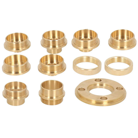 Killer Precision 11 Piece Brass Router Template Bushing Guide Set with heavy duty brass bushings for woodworking tasks.