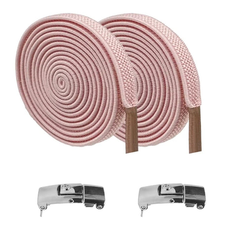 No Tie Elastic Shoelaces With Quick Adjustable Fit For Shoes Sneakers And Sports Footwear Easy On Secure Lacing For Fast Slips And All Day Comfort No Tie Convenience For Athletes And Everyday Wear, pink pack of 2 with metal locks