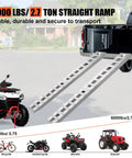 Heavy Duty Aluminum Car Ramps For Slammed Rides And Low Clearance Vehicles Featuring Six Thousand Lb Load Rating With Extra Long Eighty Four Inch Gentle Approach Angle Designed To Protect Bumpers During Daily Driver Maintenance Plus Two Pack, showing ramps positioned for secure loading.