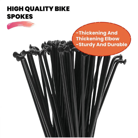 12G Steel Bike Spokes For Electric Bicycles And E-Bikes, Heavy Duty 2.5Mm Gauge, 70 To 300Mm Length, Black, With Nipples, 20 Pieces, Durable 
