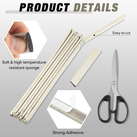 Front view of Frienda 90 in. conductive foam gasket strips with adhesive backing, 0.75 in wide, 0.25 in thick, 2 pcs