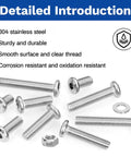 30Pcs M5 x 12mm Flat Head Hex Socket Cap Screws Set 304 Stainless Steel Fully Threaded Bolts With Hex Key And Screwdriver Bit