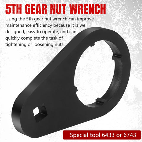 Fifth Gear Lock Nut Retainer Kit With One Half Inch Drive Mainshaft Nut Wrench For Dodge Ram 2500 3500 4WD NV4500 Transmission Compatible Cummins Diesel black steel tool