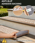 Non Slip Stair Treads Tape Set Of 15 7 By 30 Inches For Indoor Outdoor Steps showing adhesive backing installation